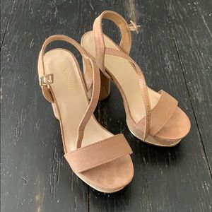 Bamboo Nude Suede Block Heels